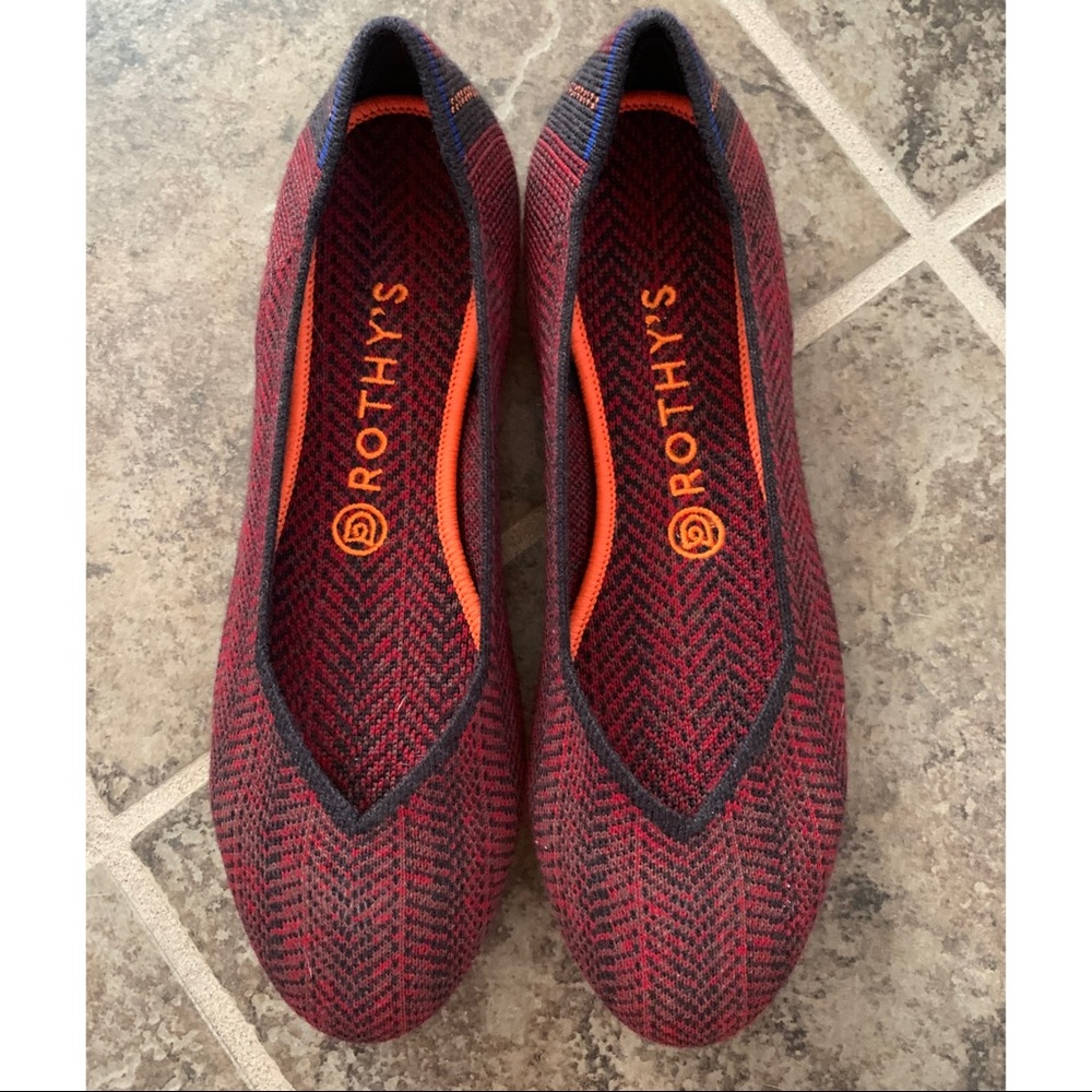 EUC Rothy’s Bordeaux Herringbone Merino Flats